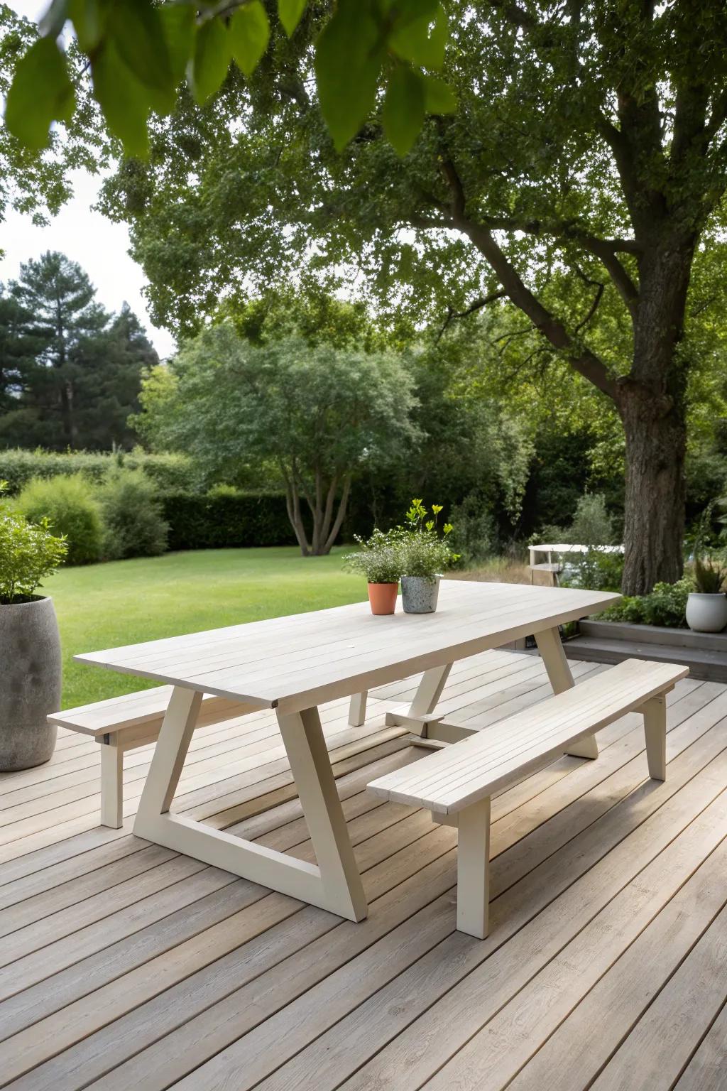 Modern design introduces an element of refinement to outdoor dining.