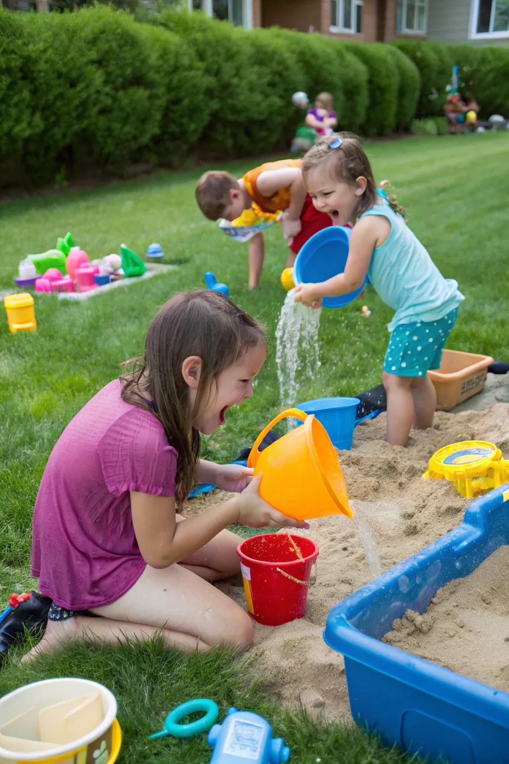 Engage little senses with sand and water setups.
