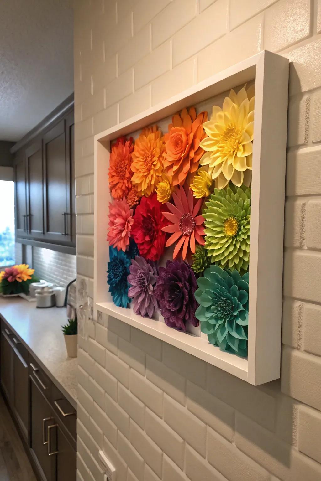 A rainbow-themed shadow box infuses vibrancy and delight into any setting.