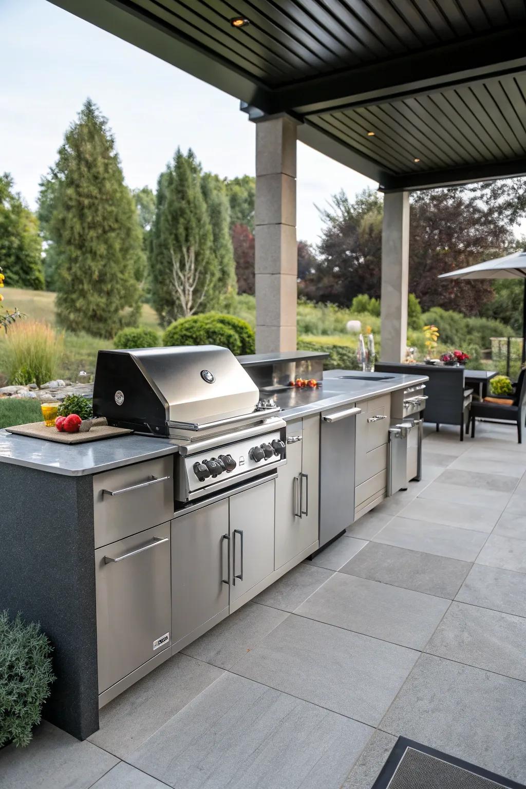 An alfresco culinary space transmutes your patio into a gourmet cooking domain.