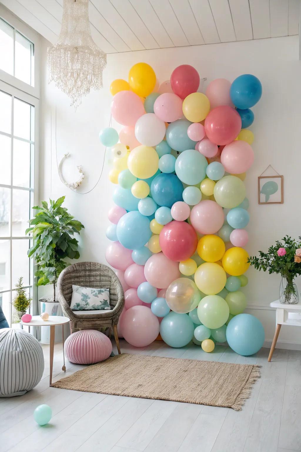 A spirited array of balloons introduces a vibrant burst of color to any photograph.