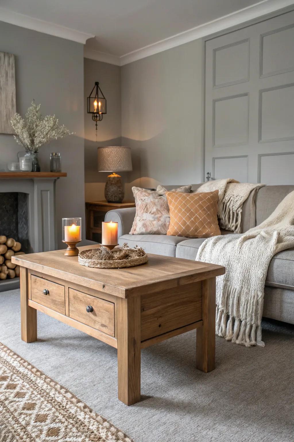 Timber aspects lending warmth to a grey-dominated scheme.