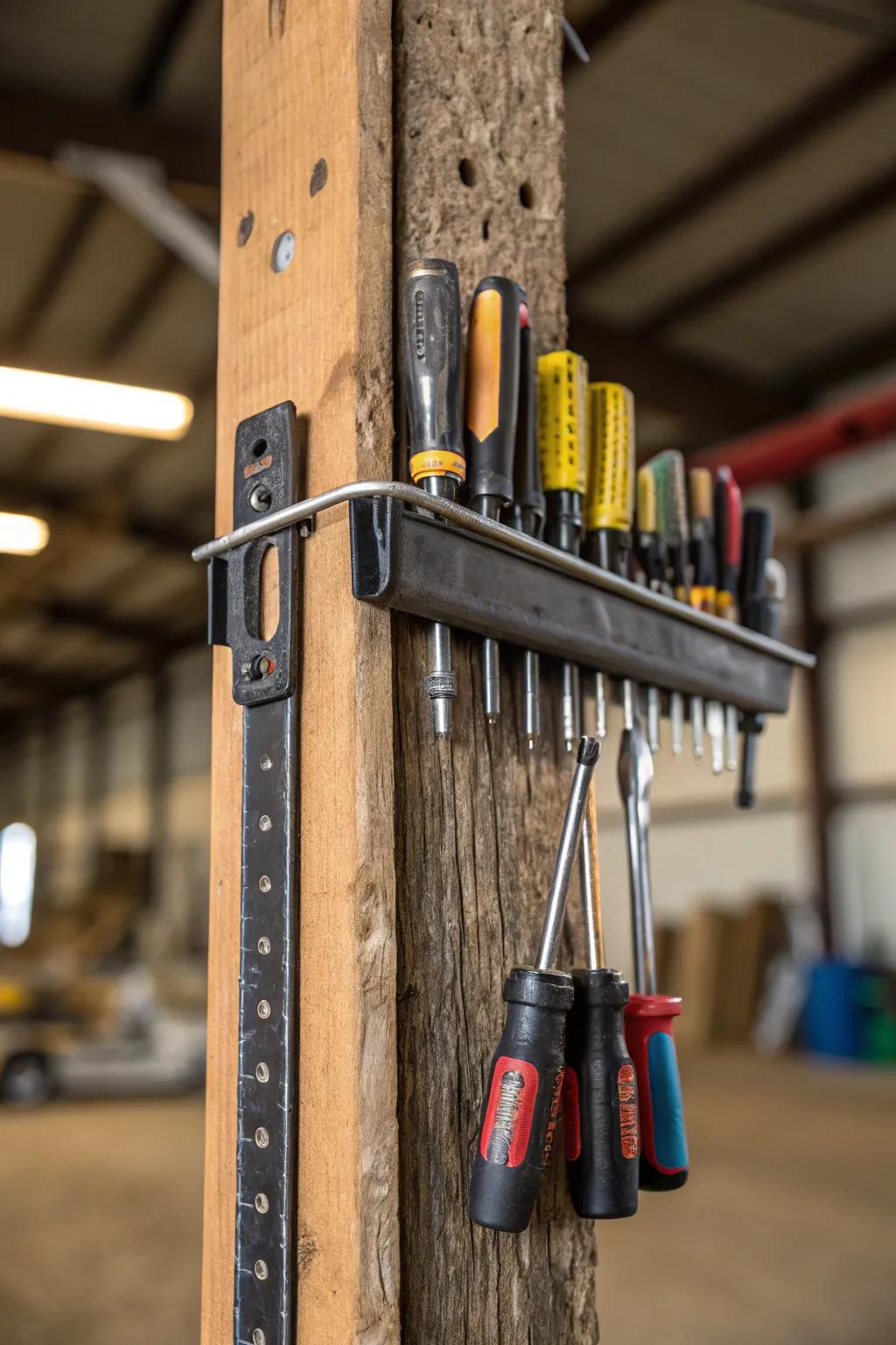 With a magnetic bar, tool storage is streamlined and accessible.