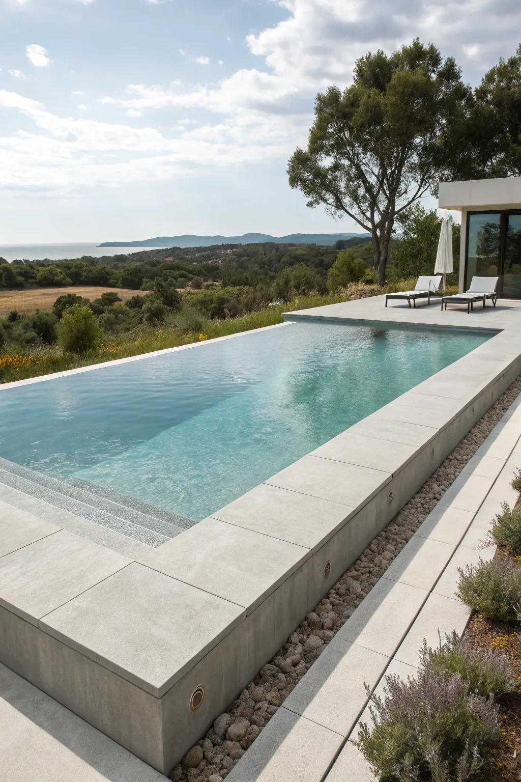 Concrete edging delivers a streamlined and modern appeal.