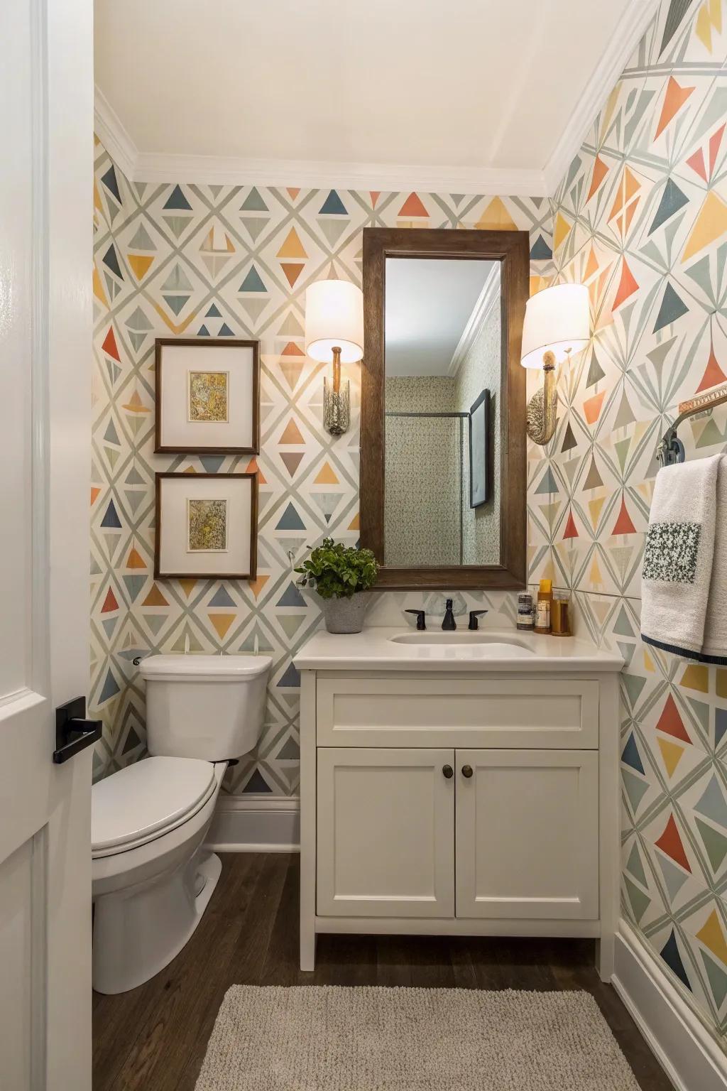 Geometric designs give your guest bath a playful, fashionable atmosphere.