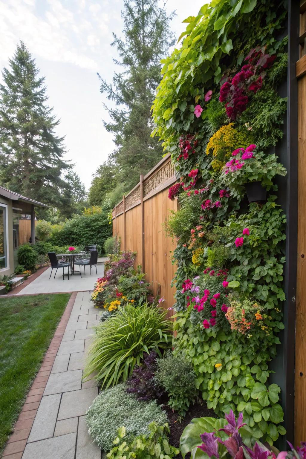 Vertical gardens present a revitalizing approach to improve privacy while incorporating organic beauty.