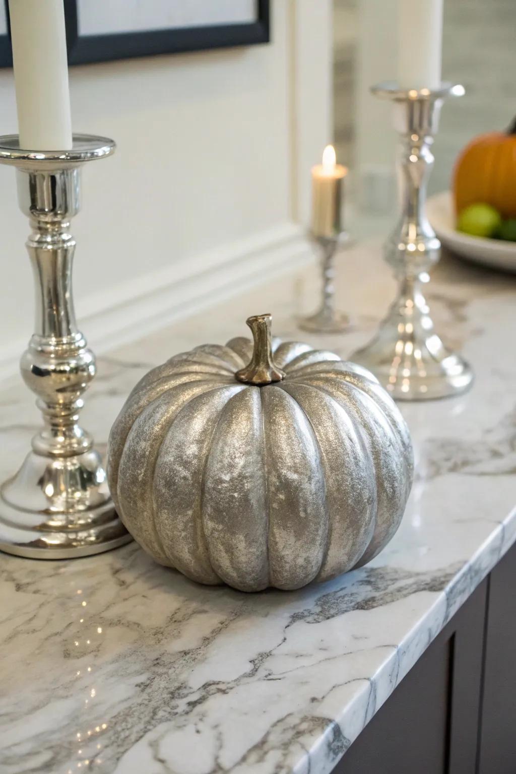 Enhance your décor with glamorous, metallic-painted pumpkins.