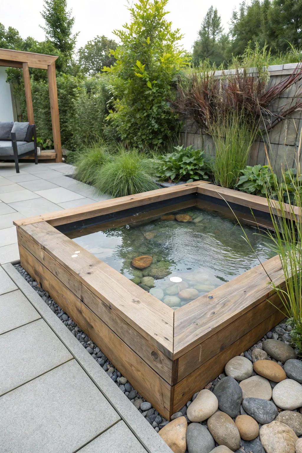 Understated yet fashionable, square ponds integrate seamlessly into confined areas.