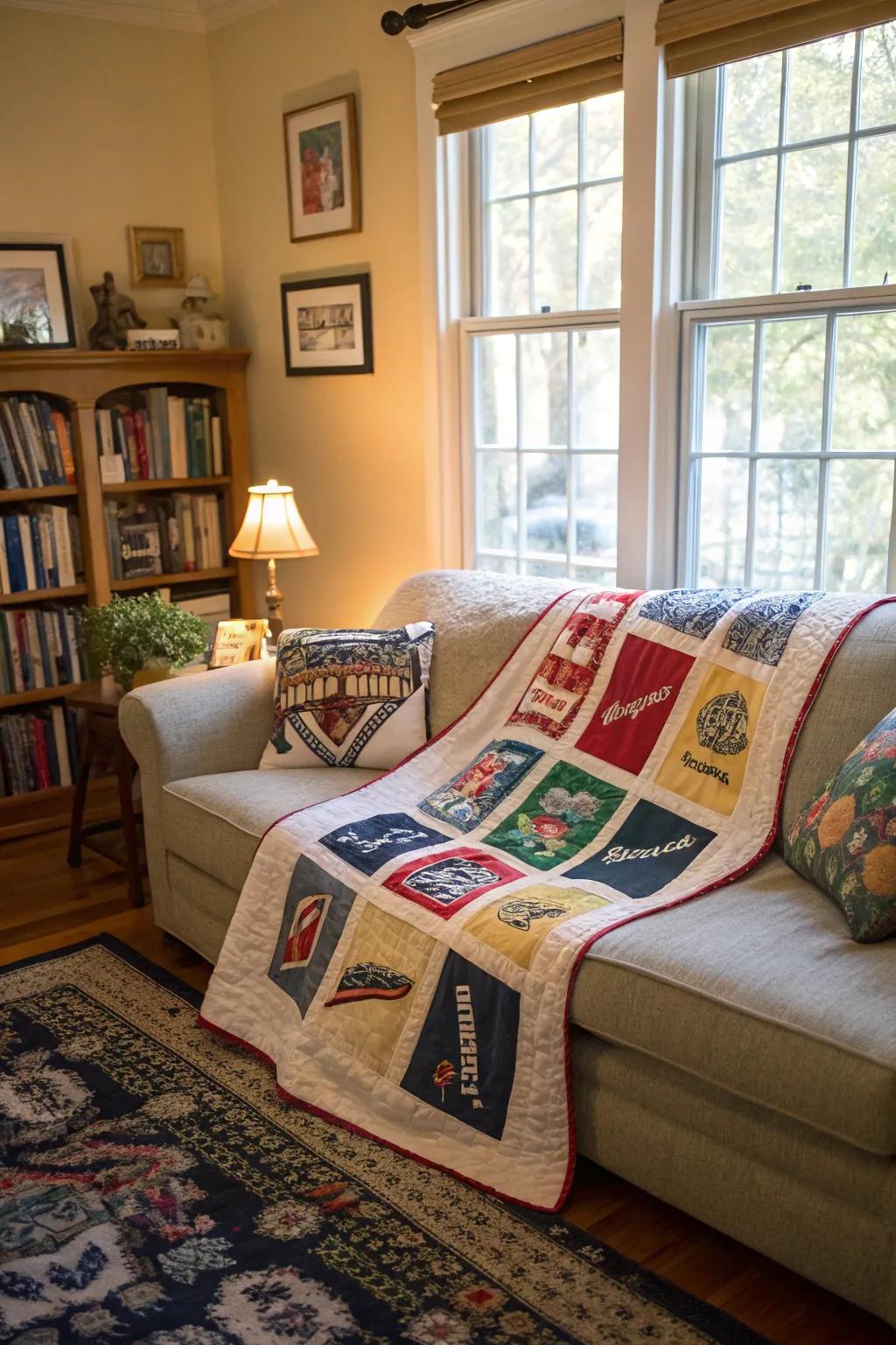 Wrap yourself in a quilt made from your cherished spirited squares.