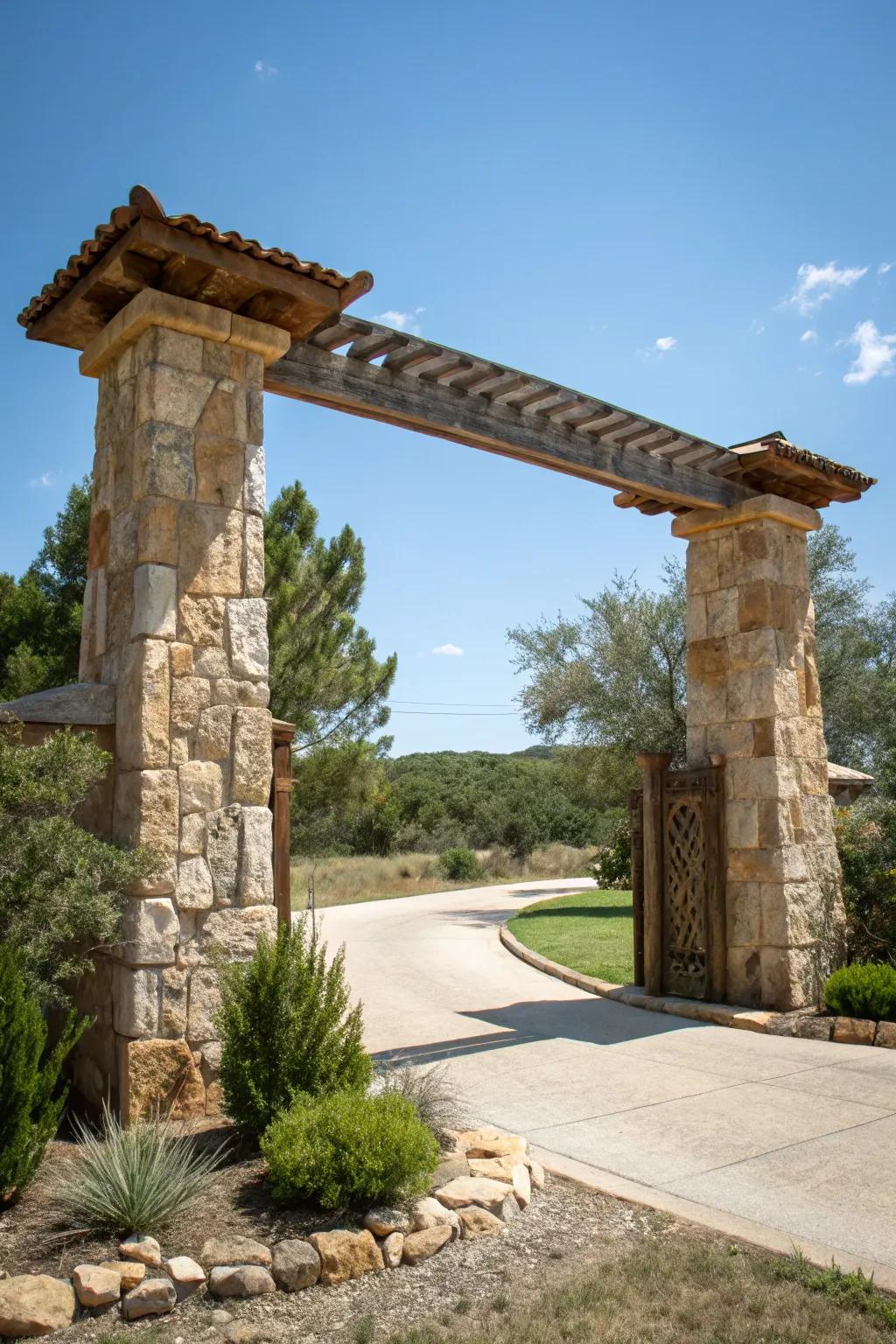 Sturdy rock pillars for a magnificent entrance.
