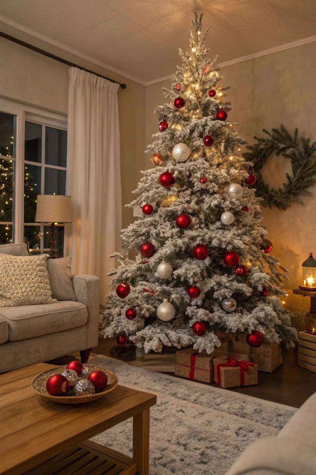 Iced spruces impart a wintry allure to your festive decor.