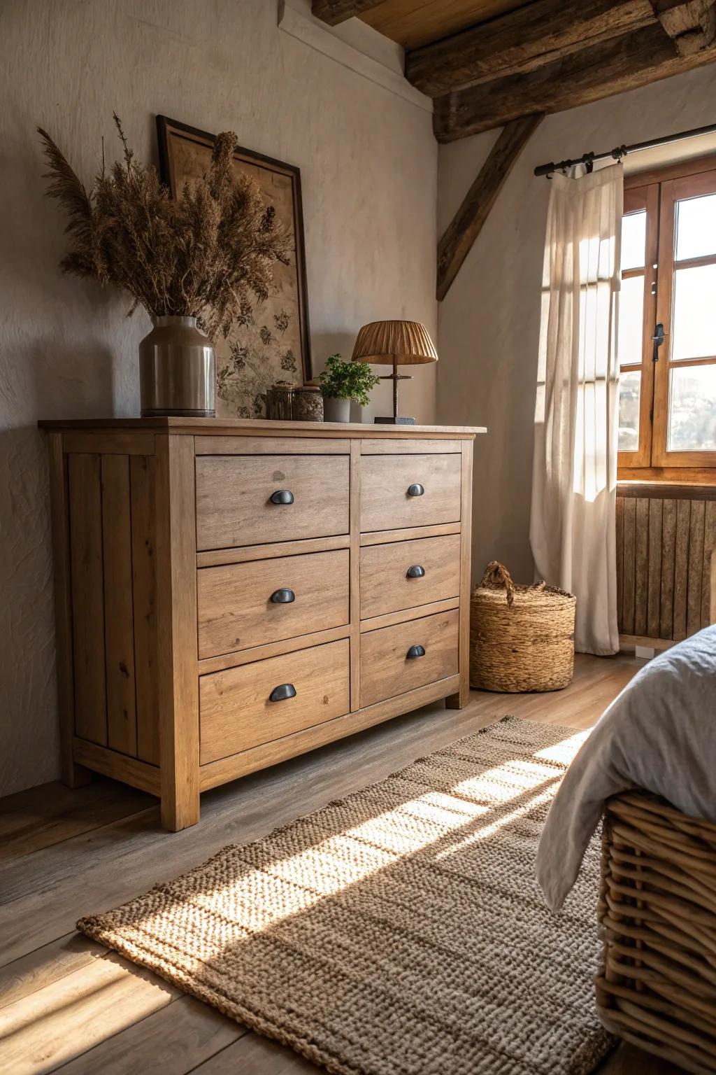 Revealing natural wood grain can foster a calm and sophisticated mood.