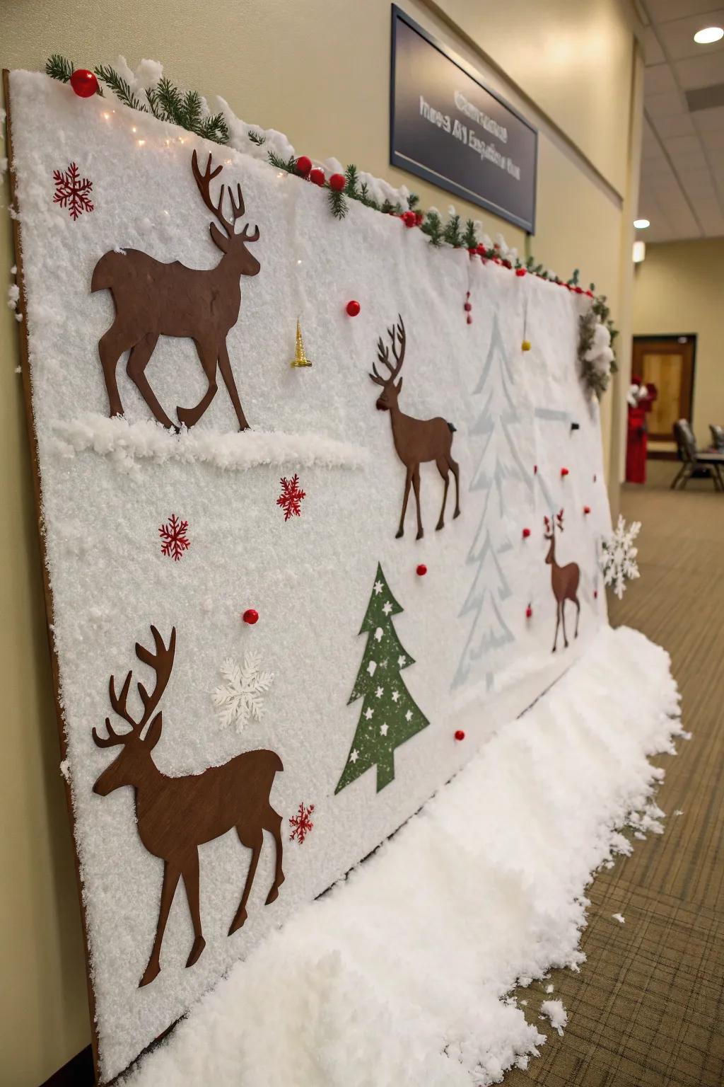 An icy reindeer scenery brings the enchantment of winter within.