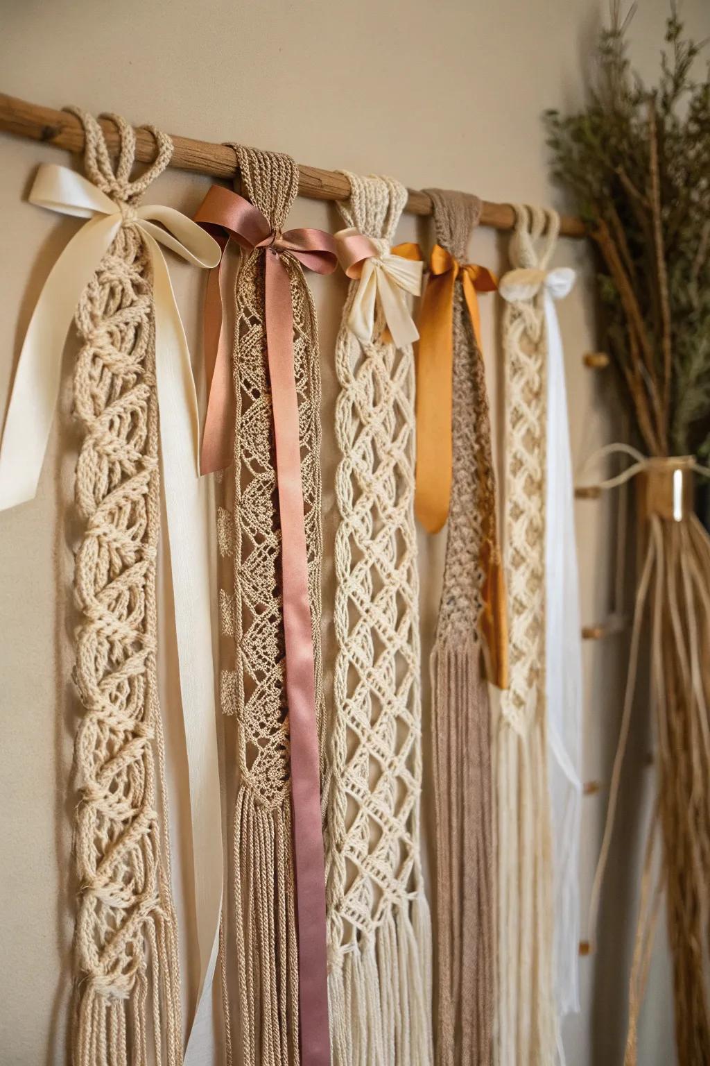 A bohemian ribbon wall art piece that adds a touch of sophistication.