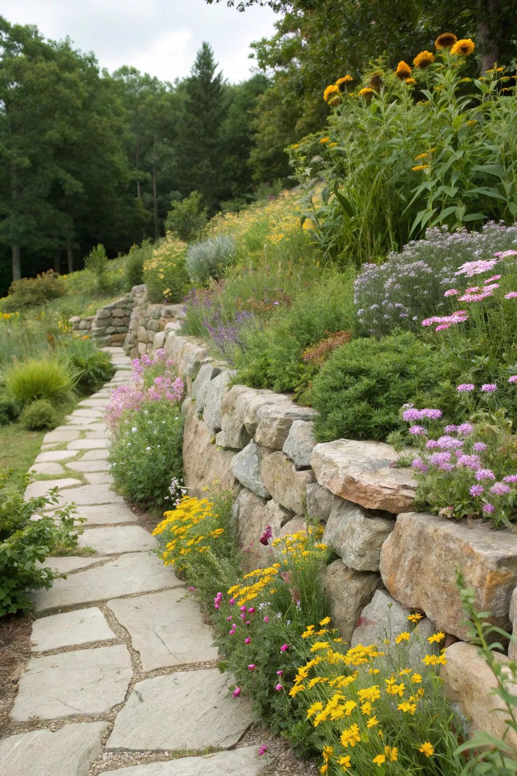 Organic stone structures that harmonize effortlessly with the surrounding environment.