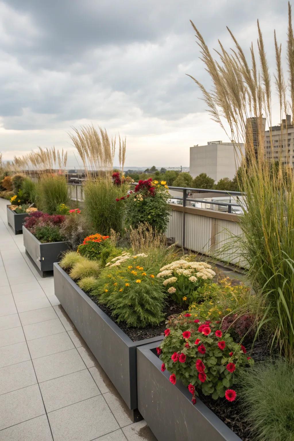 Growing boxes infuse a natural touch to your urban rooftop.