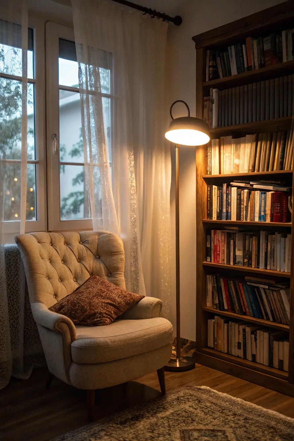 A cozy reading corner for relaxing with a good book.