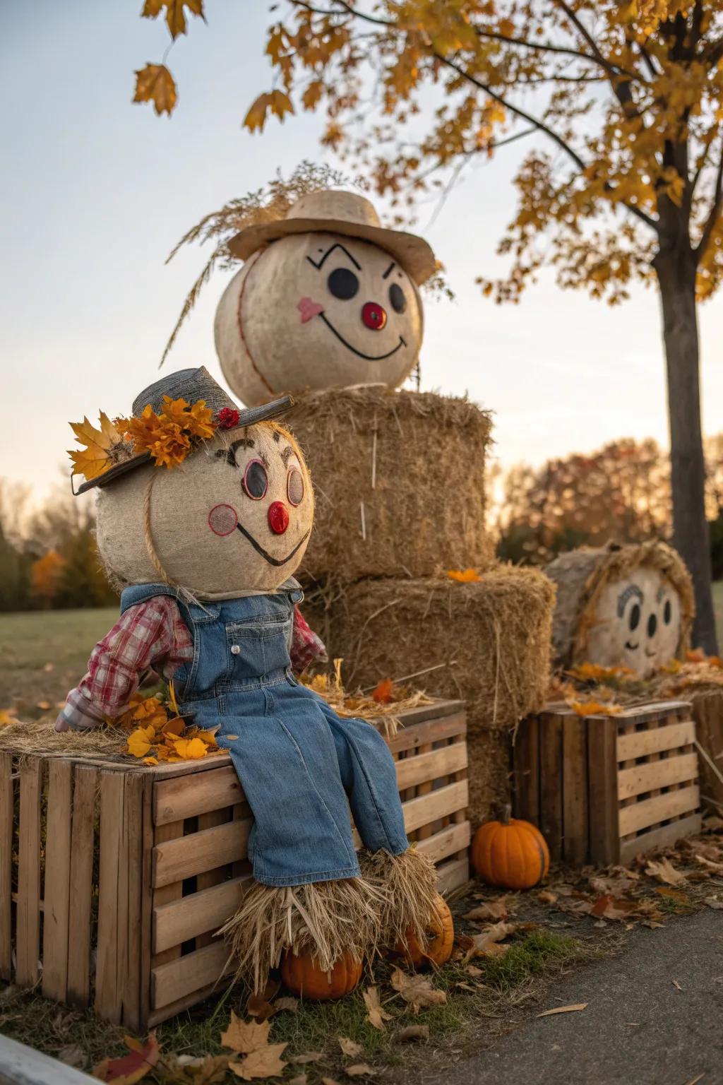 Greet fall with these adorable rustic buddies that spread smiles and seasonal joy in your outdoor setting.