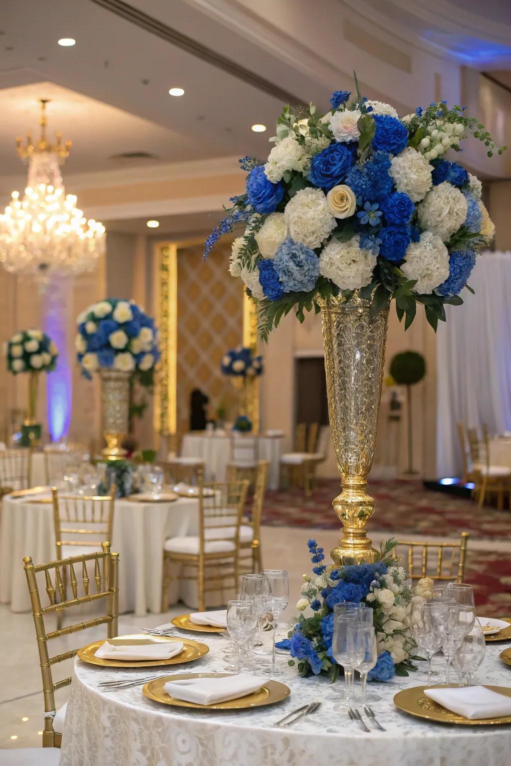 A polished array of royal blue, gilded, and silver shades.