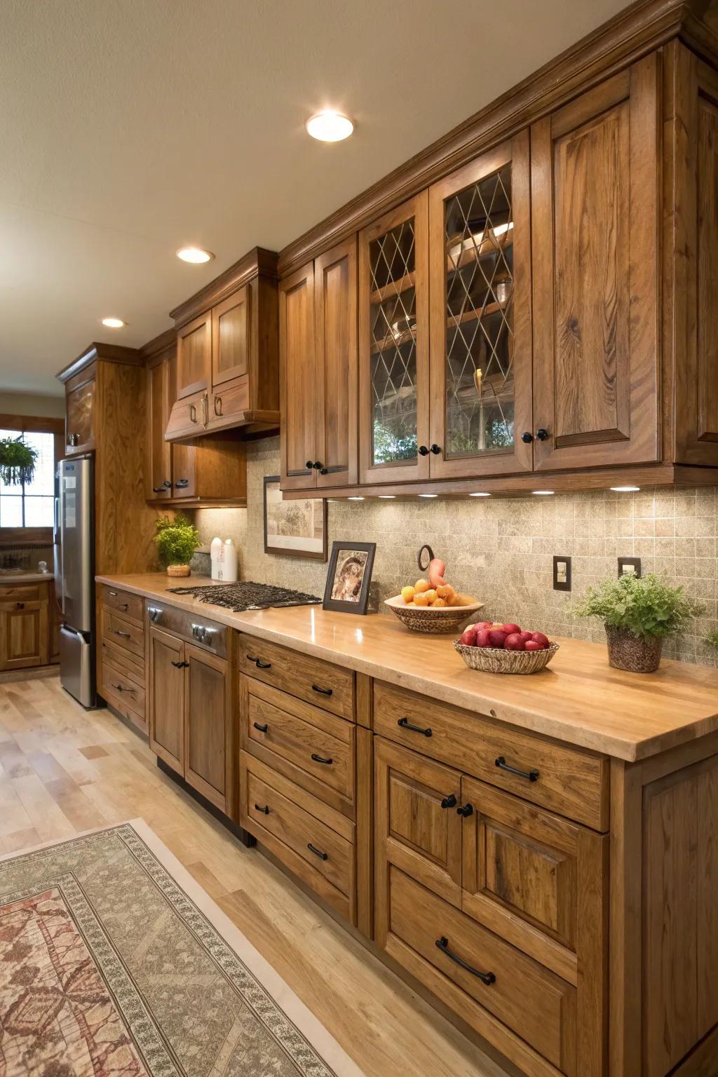 Inherent timber details cultivate a welcoming and grounded kitchen atmosphere.