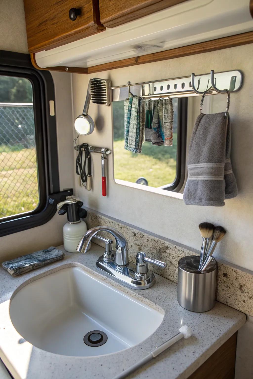Keep tabs on small metallic accessories with a metallic strip.