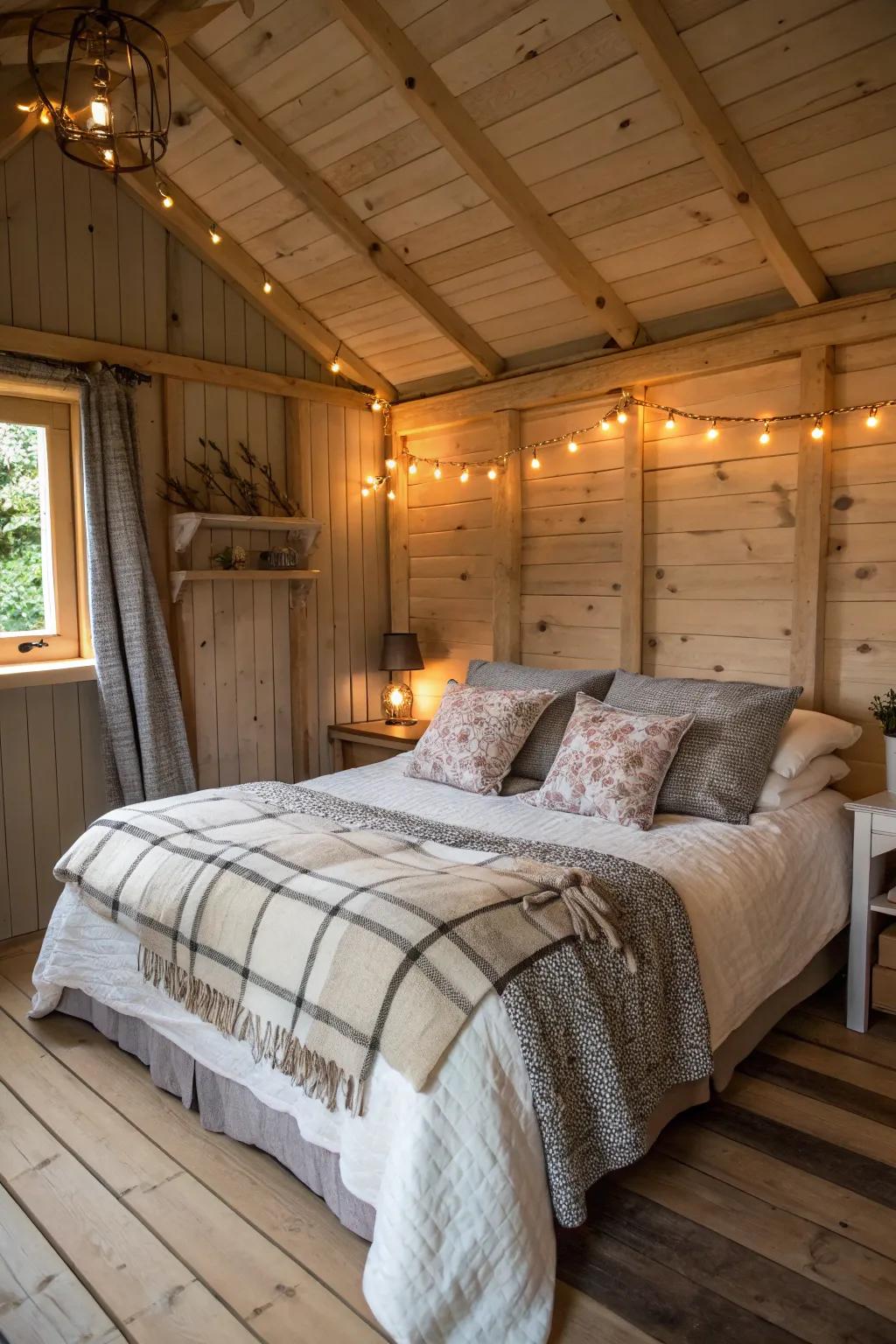 Soft textiles transform an ordinary shed into a comfortable haven.