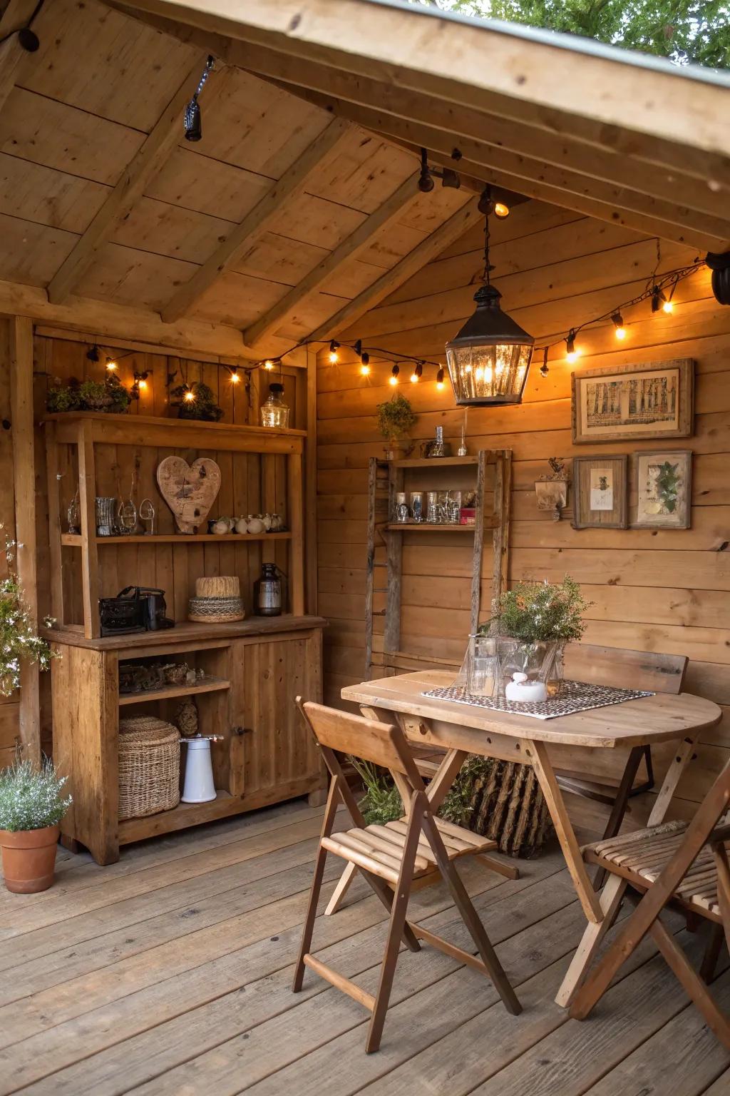 Authentic wood details bring a cozy, rustic appeal.