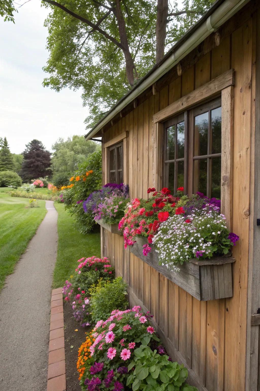 Window boxes brimming with vibrant flowers add a touch of charm.