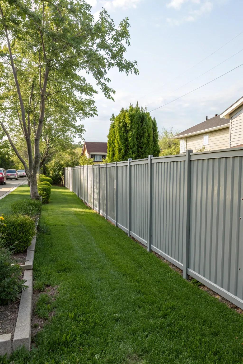 Durable sheet metal panels guarantee a secluded and calm outdoor haven.