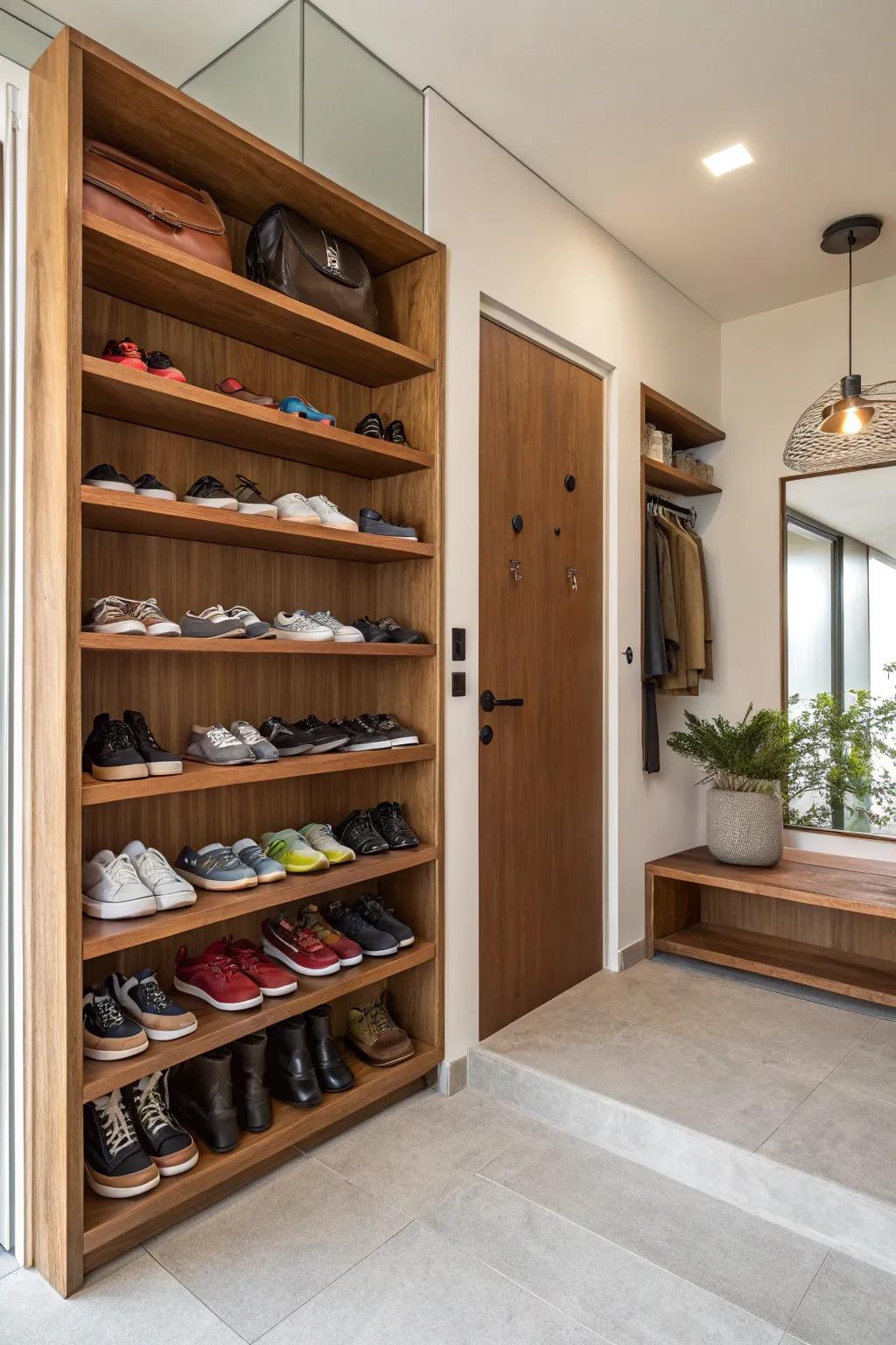 Easy-access shelves for shoes you wear all the time.