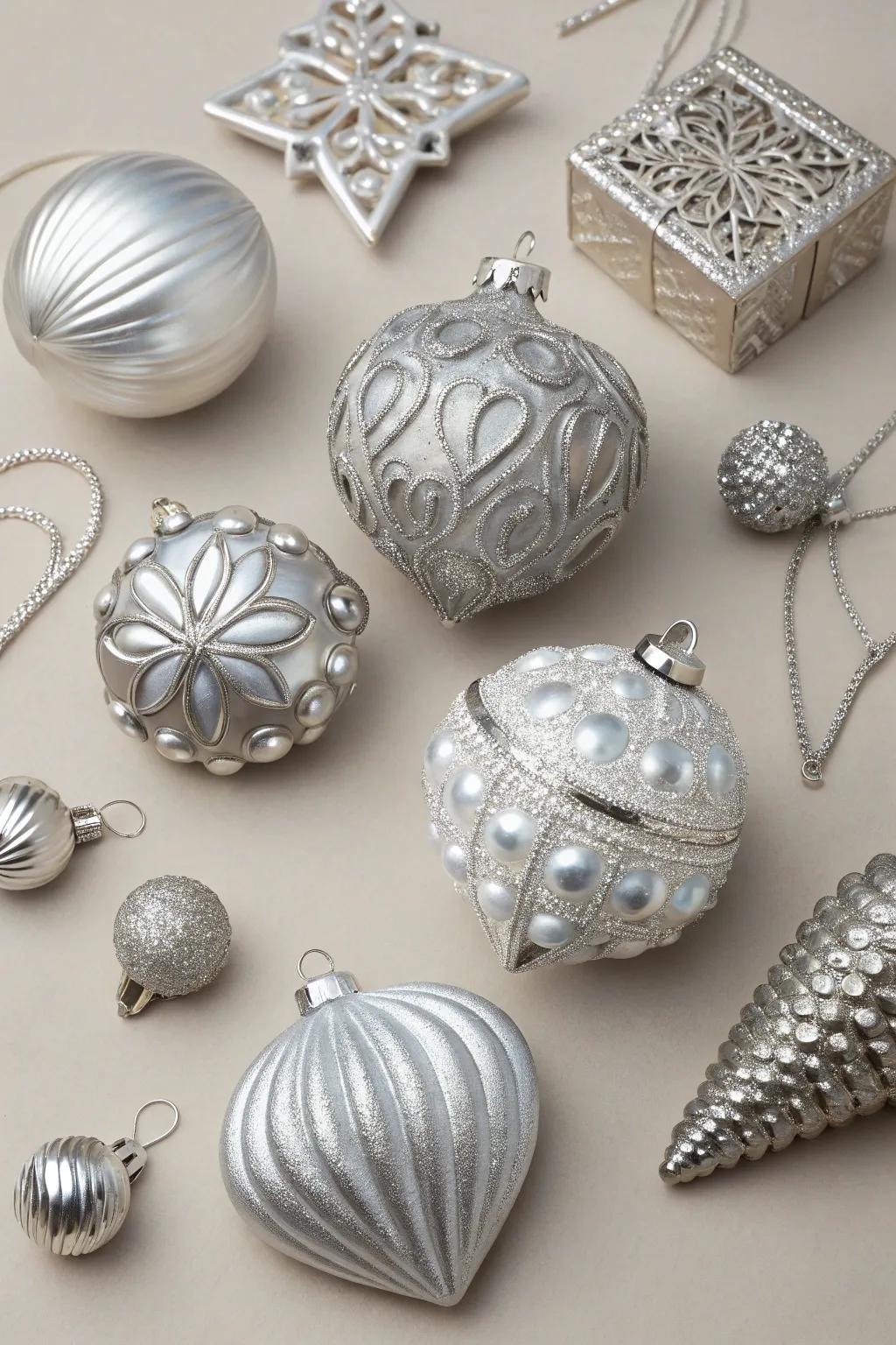 Silver baubles add dimension and sophistication to your decor.