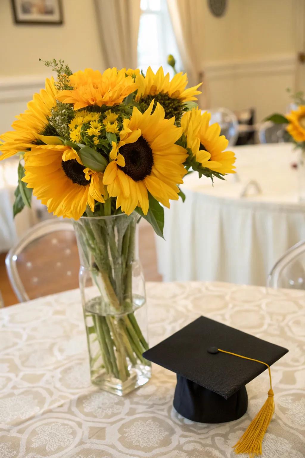 Exquisite floral composition enhanced with a graduation-themed twist.