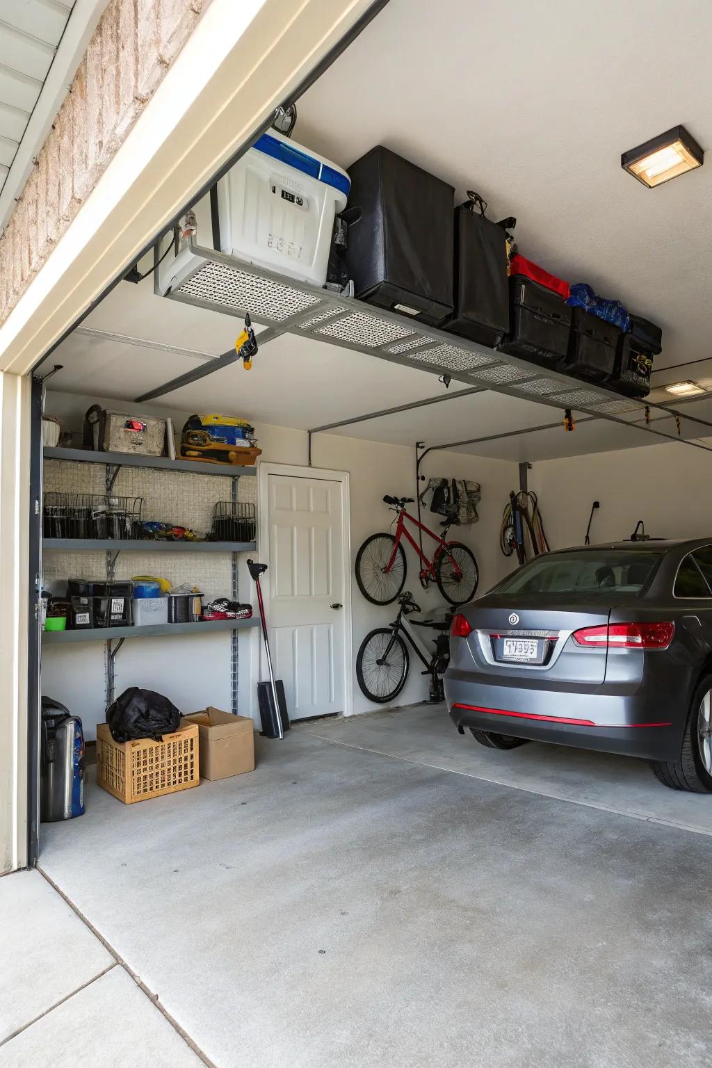 Use ceiling space for seasonal or infrequently used items.