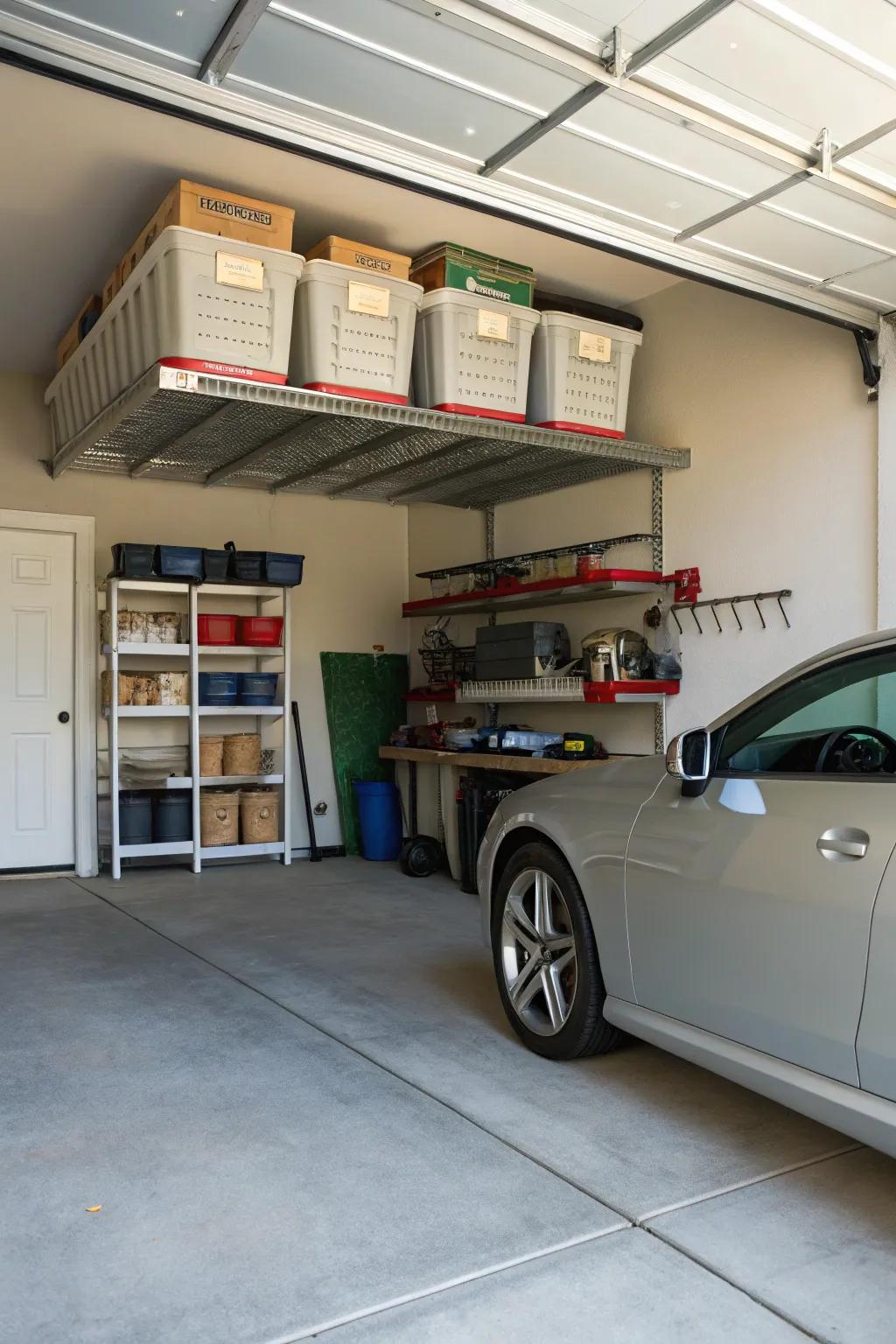 Overhead storage will keep your seldom-used items neatly put away and out of sight.