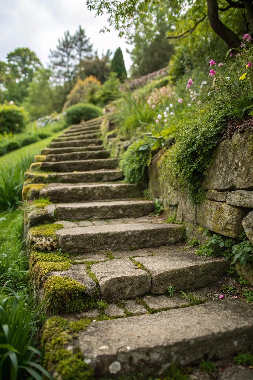 Rock steps merge functionality with the beauty of nature.