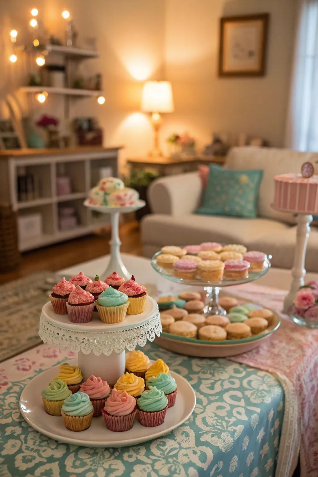 An adorable dessert table arrangement for a sweet celebration.