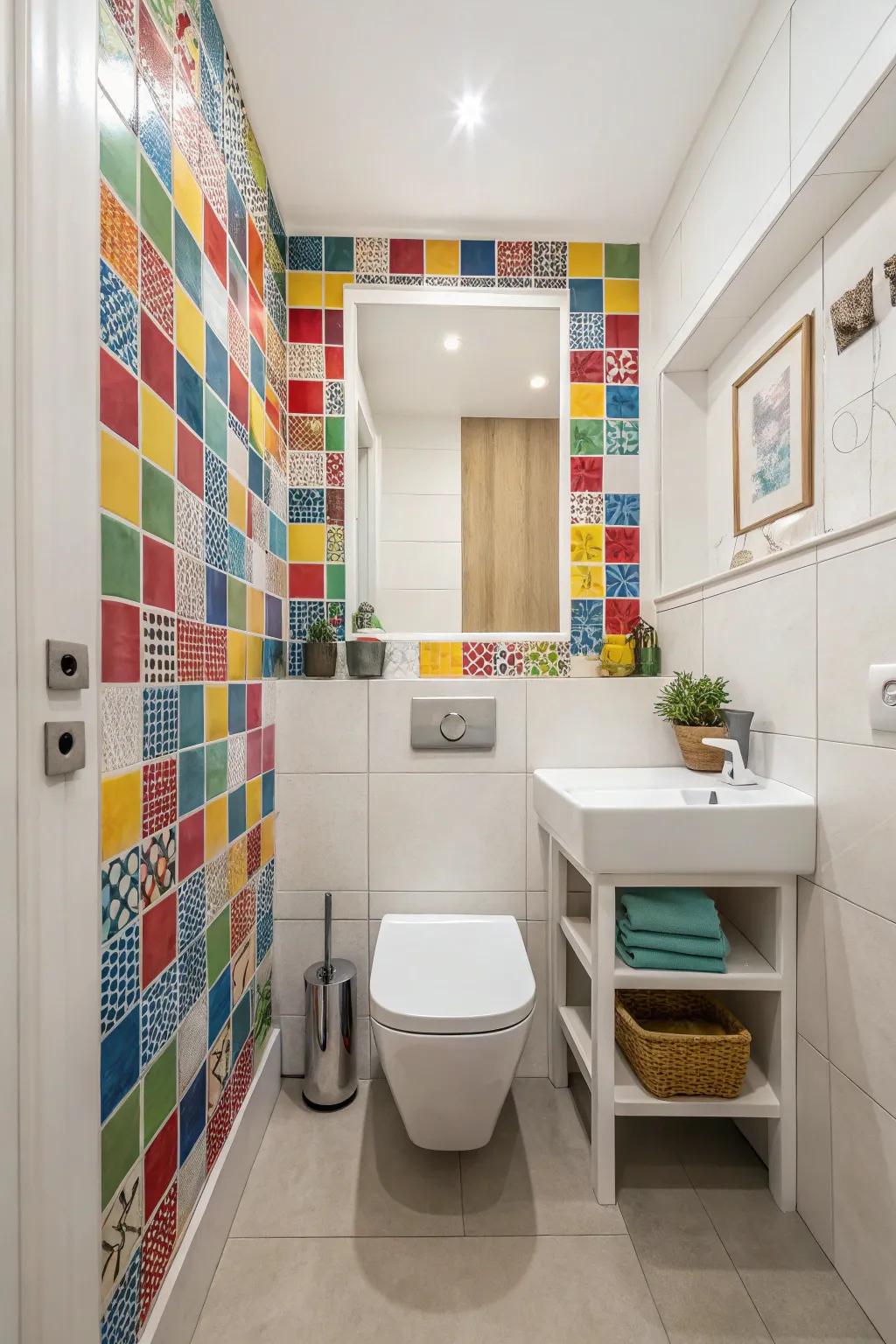 Mosaic tiles give class and depth to small spaces.