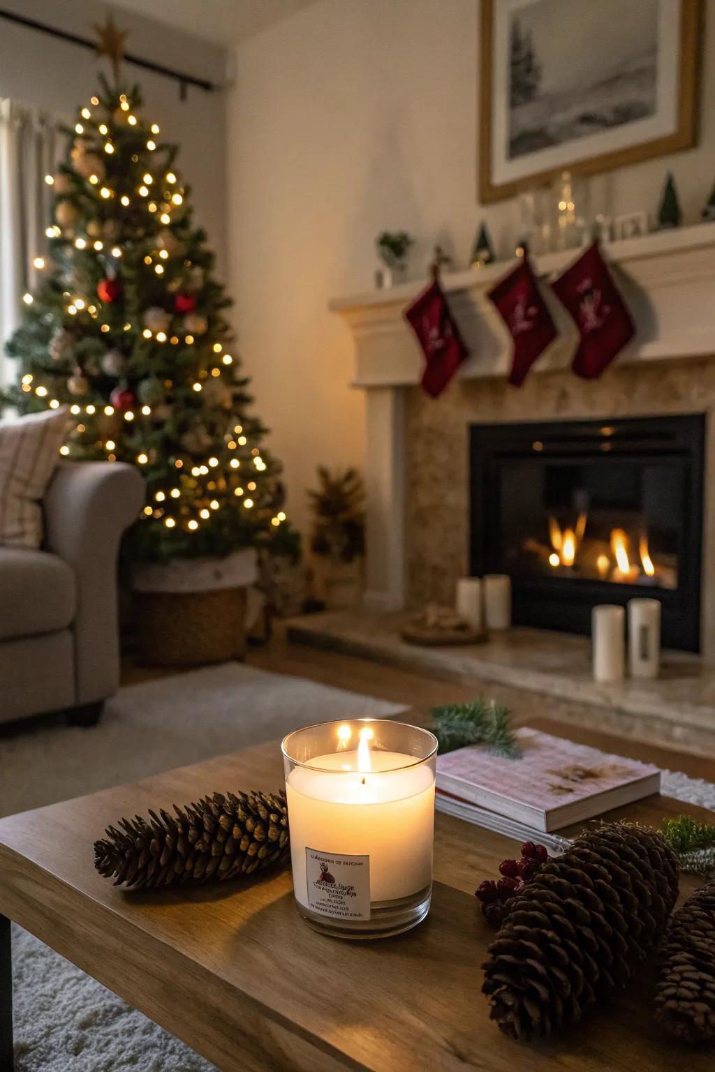 An aromatic wax light creating a festive holiday mood.