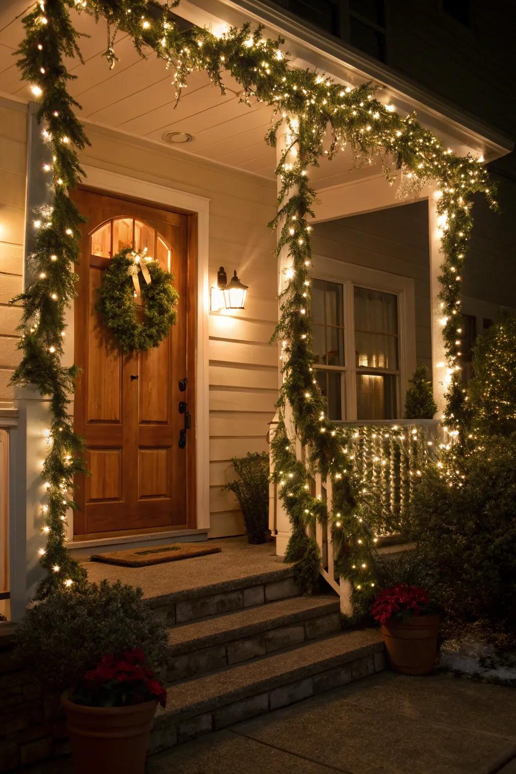 Drapes paired with lights impart a magical aura to any porch.