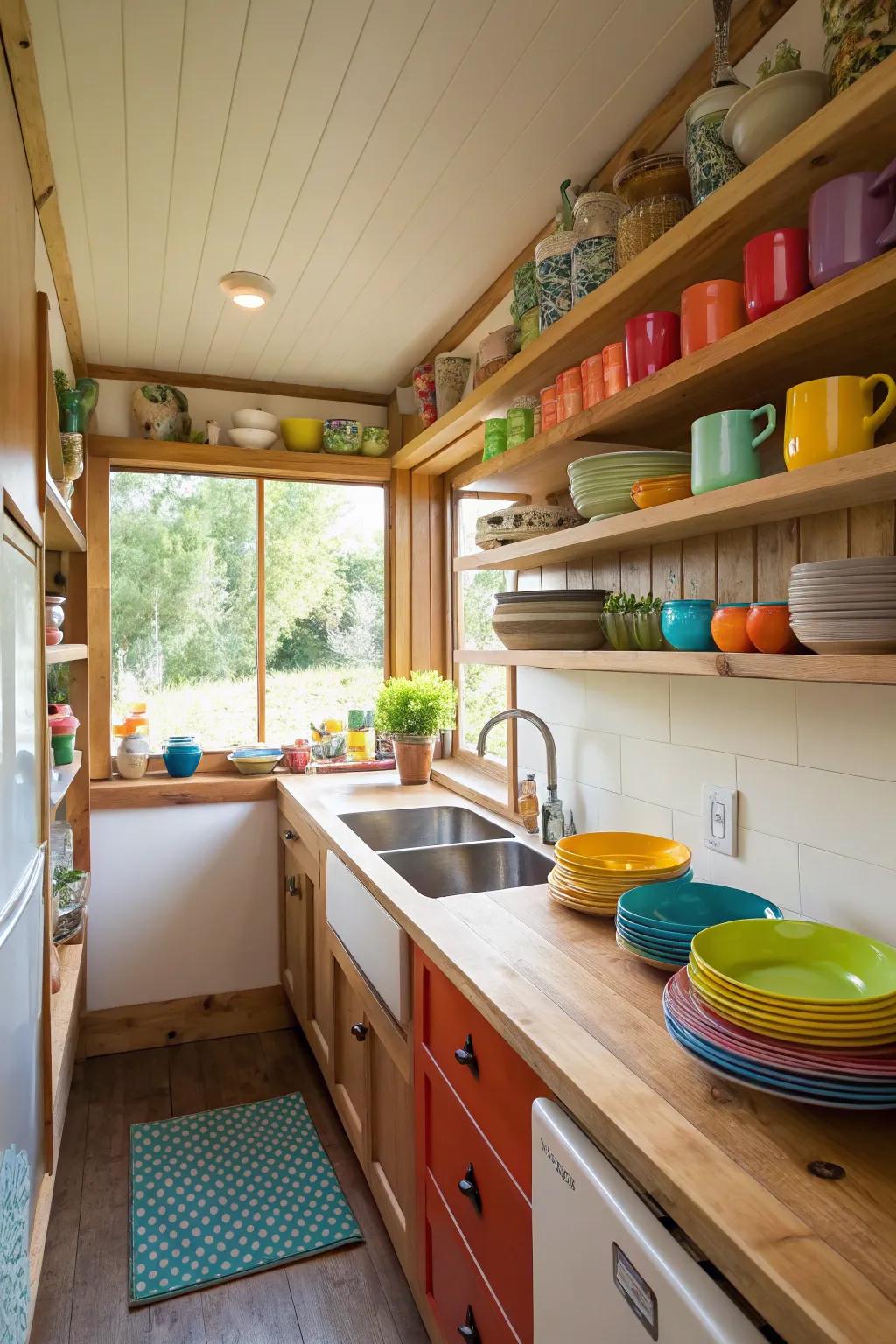 Open storage lends character and an open feel to your kitchen.