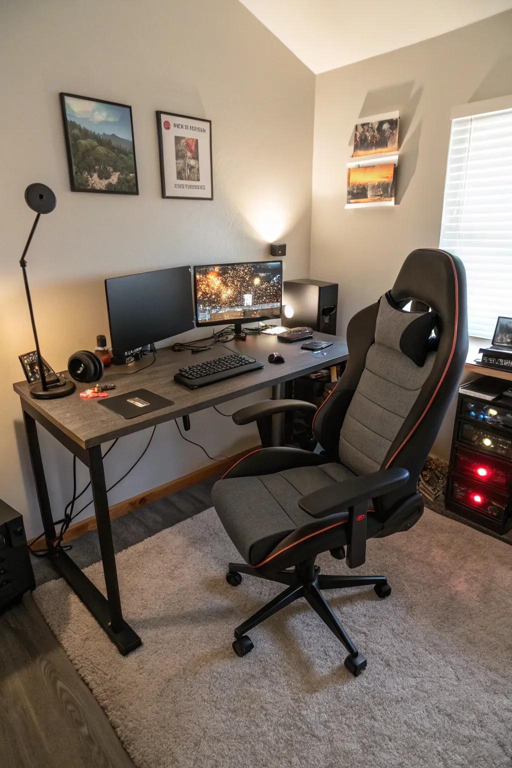 Posture-focused seating guarantees relaxation during long play.