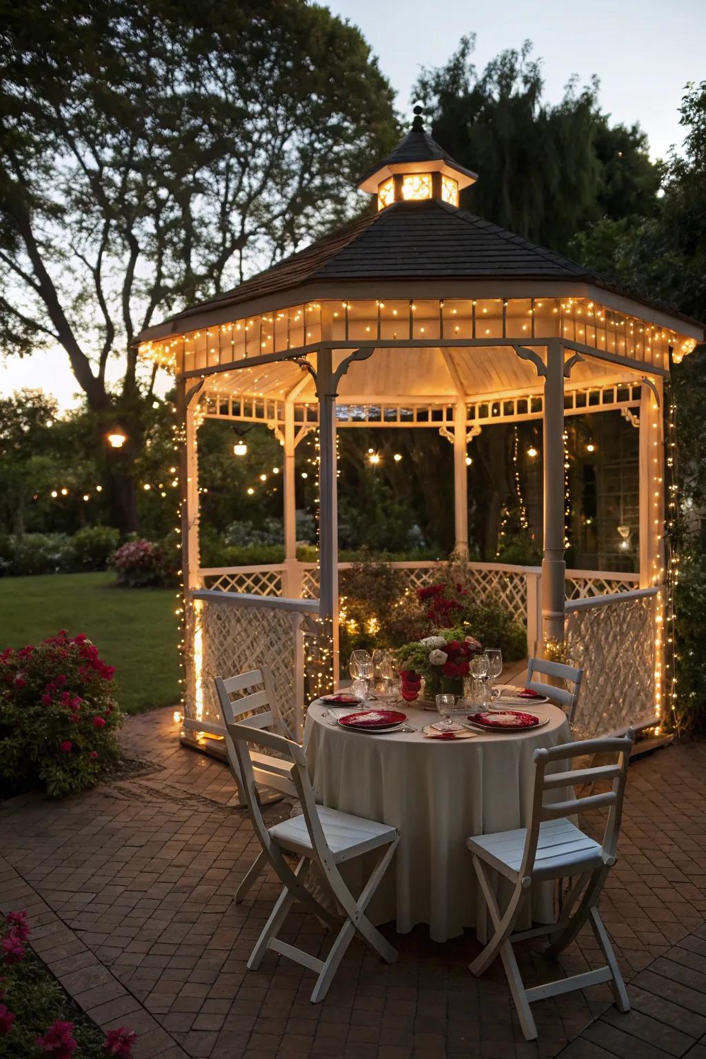 Dine beneath the stars in your own compact pavilion.
