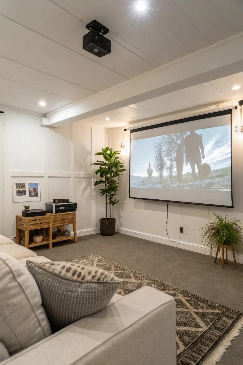 A projector increases screen size without giving up space.