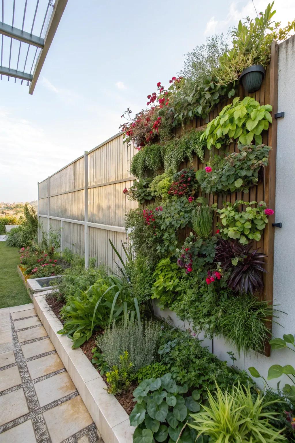 Vertical gardening transforms bare walls into vibrant, living artworks.