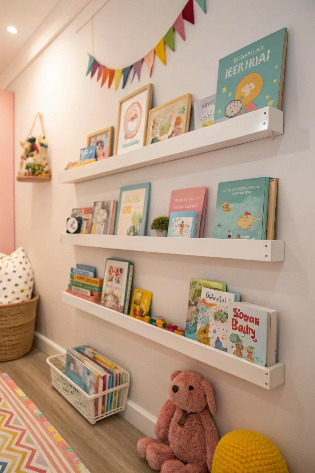 Optimize storage with fashionable hanging ledges.