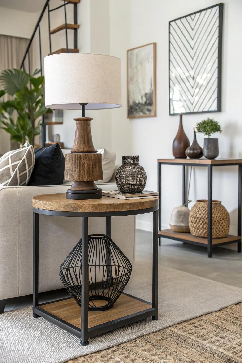 Diverse materials create a fashionable contrast in any space.