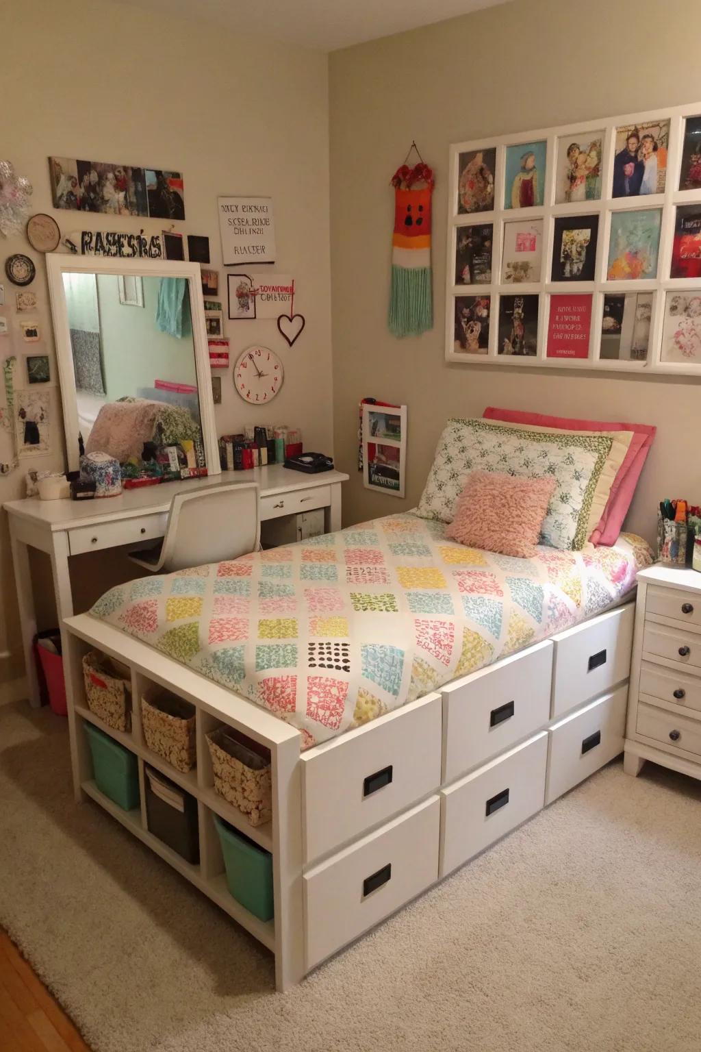 Multi-functional furniture options offer clever storage solutions.