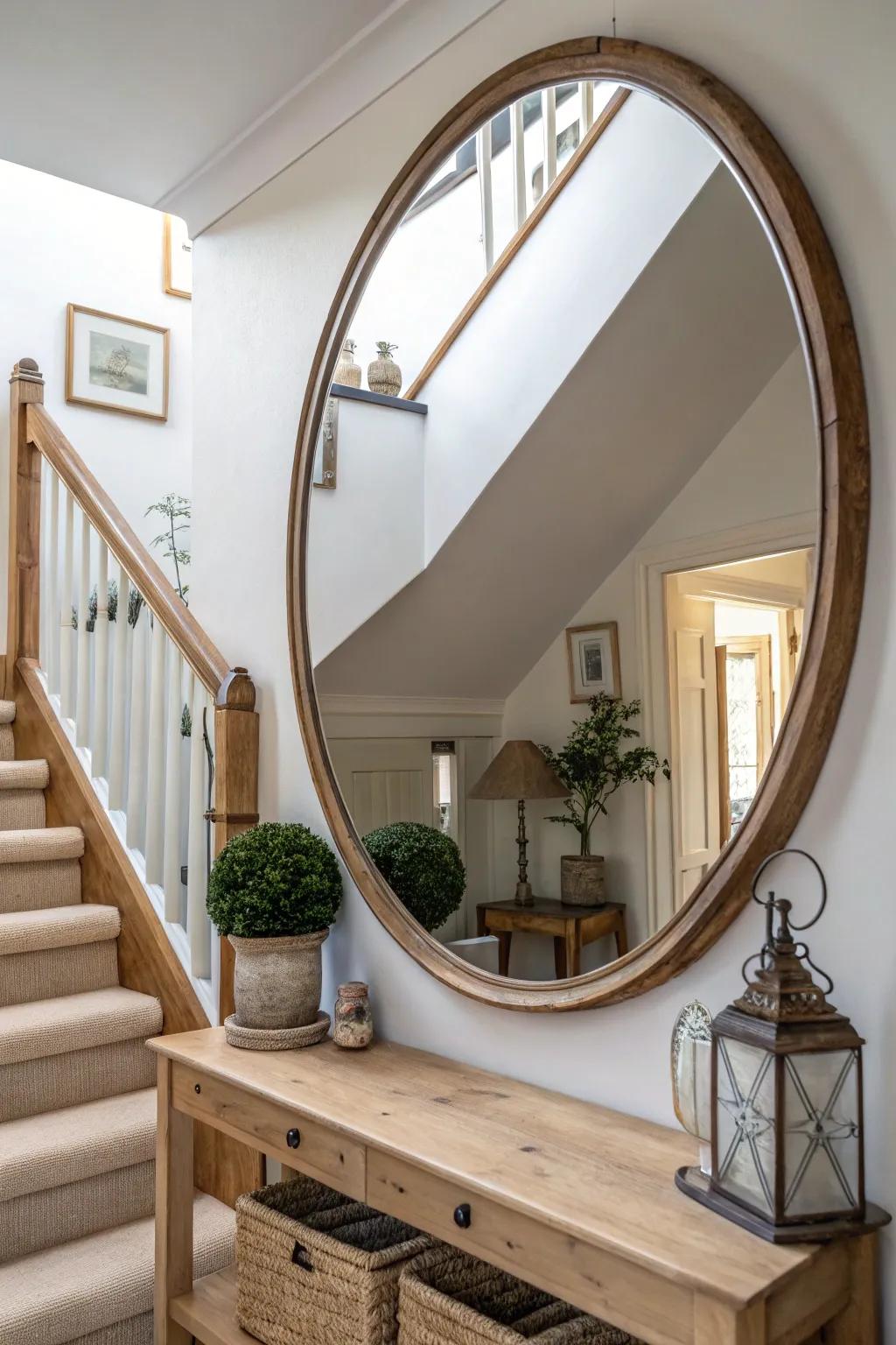 Mirrors not only bounce light but also give the illusion of greater space.