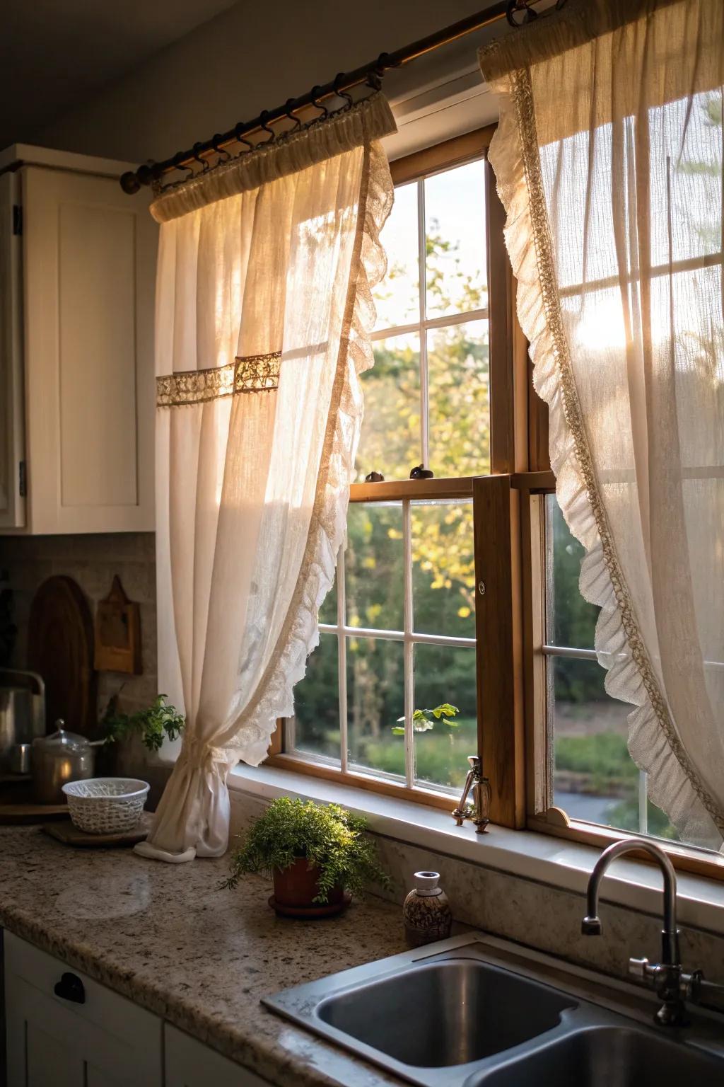 Bistro curtains offer an old-fashioned, captivating appearance to small cooking area windows.