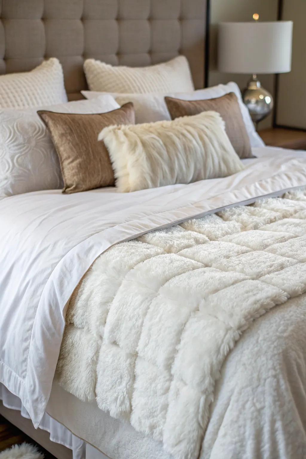 Lavish bedding beckons you to unwind and relax in exquisite comfort.